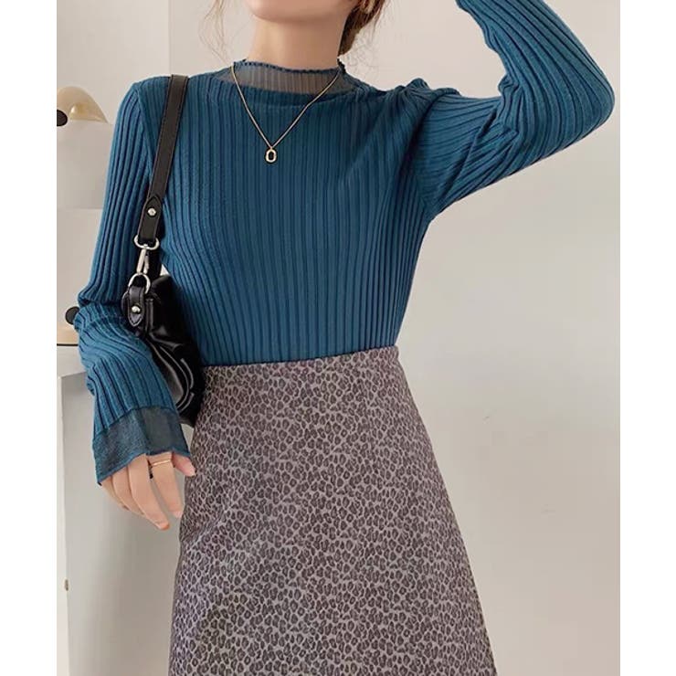 フレアスリーブ リブニットトップス | ad thie | 詳細画像18 