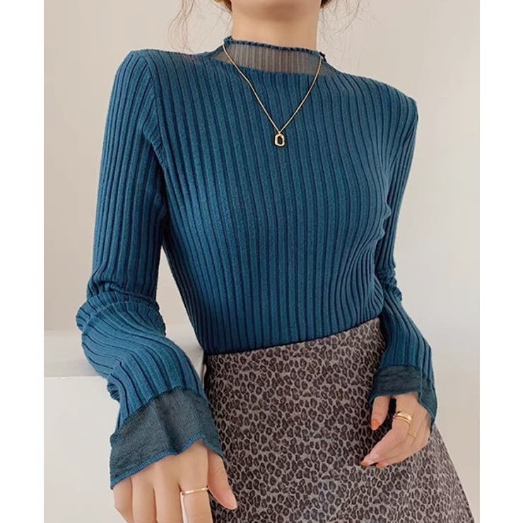 フレアスリーブ リブニットトップス | ad thie | 詳細画像20 