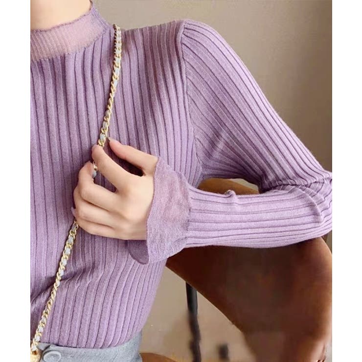 フレアスリーブ リブニットトップス | ad thie | 詳細画像6 