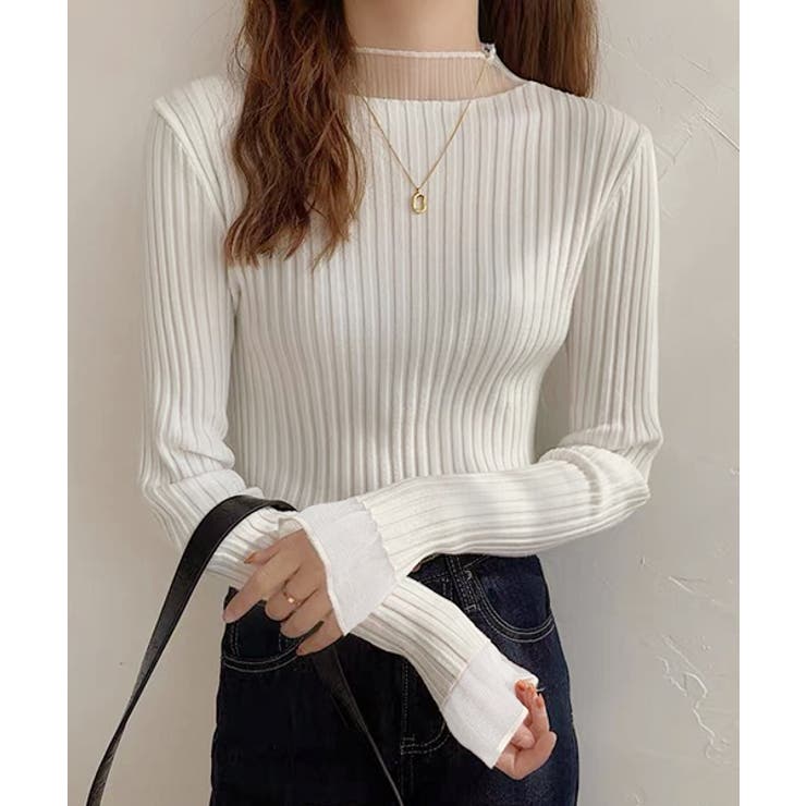 フレアスリーブ リブニットトップス | ad thie | 詳細画像8 