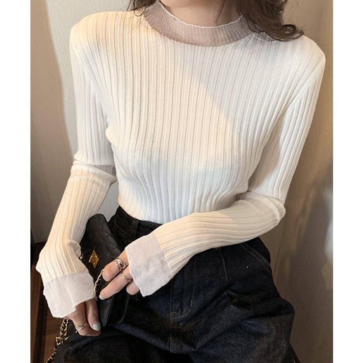 フレアスリーブ リブニットトップス | ad thie | 詳細画像9 