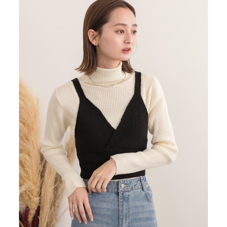 カシュクールデザイン ニットキャミソール | ad thie | 詳細画像10 