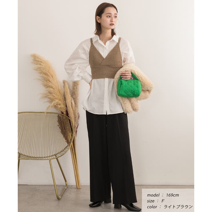 カシュクールデザイン ニットキャミソール | ad thie | 詳細画像5 