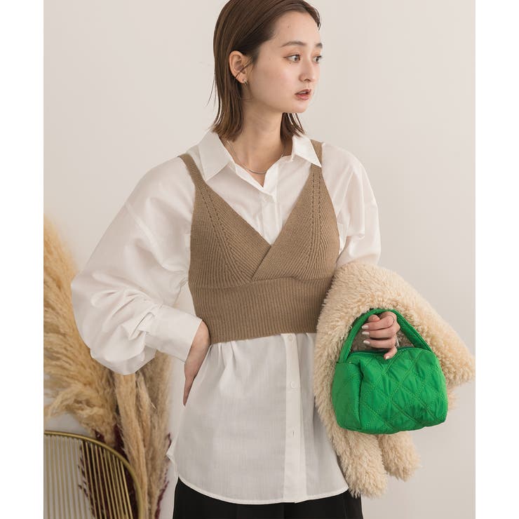 カシュクールデザイン ニットキャミソール | ad thie | 詳細画像7 