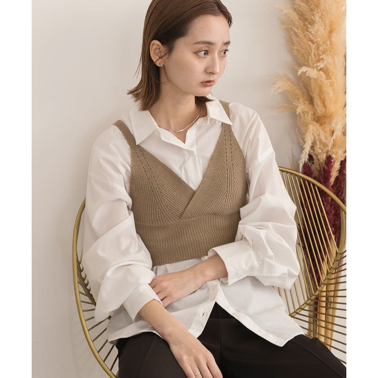 カシュクールデザイン ニットキャミソール | ad thie | 詳細画像8 