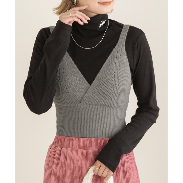 グレー | カシュクールデザイン ニットキャミソール | ad thie