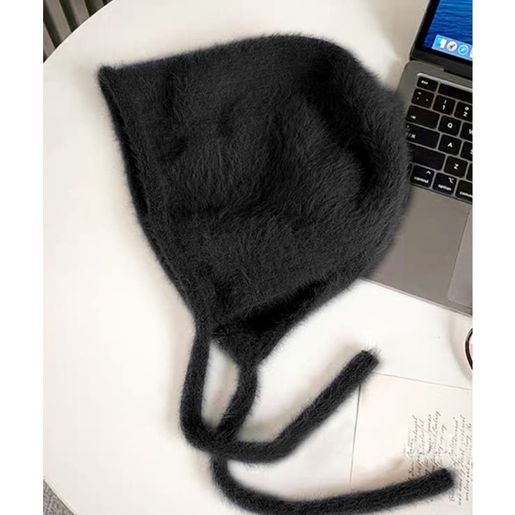 ブラック | カラバリ豊富・シャギー フライトニットキャップ | ad thie