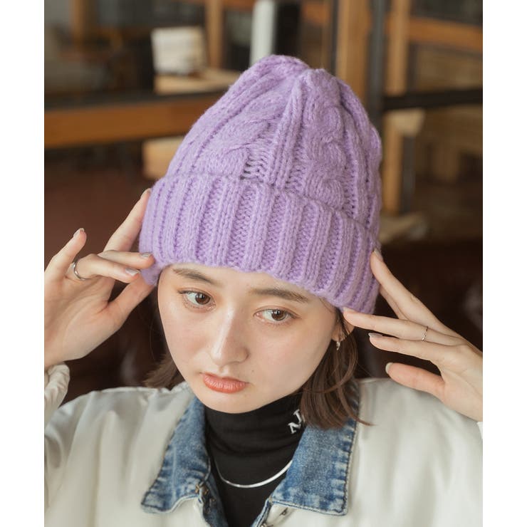 ニット帽 紫 パープル - ニットキャップ