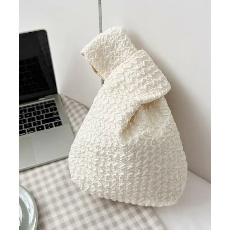 オフホワイト | ワンハンドル エンボスミニバッグ | ad thie