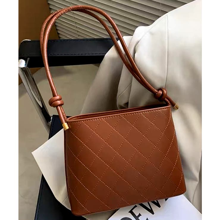 ブラウン | キルティング スクエアハンドバッグ | ad thie