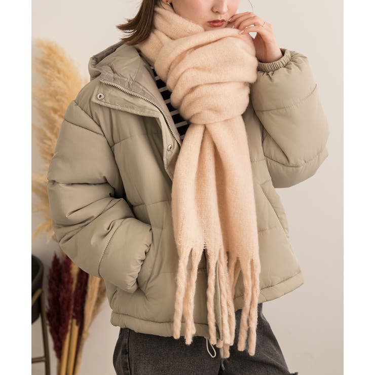 アイボリー | ふんわり起毛 カラーマフラー | ad thie