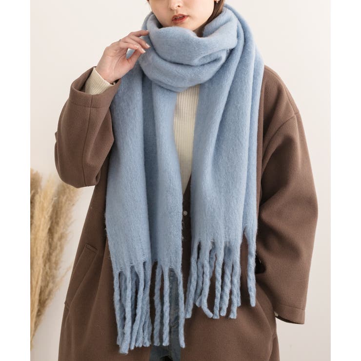 サックス | ふんわり起毛 カラーマフラー | ad thie