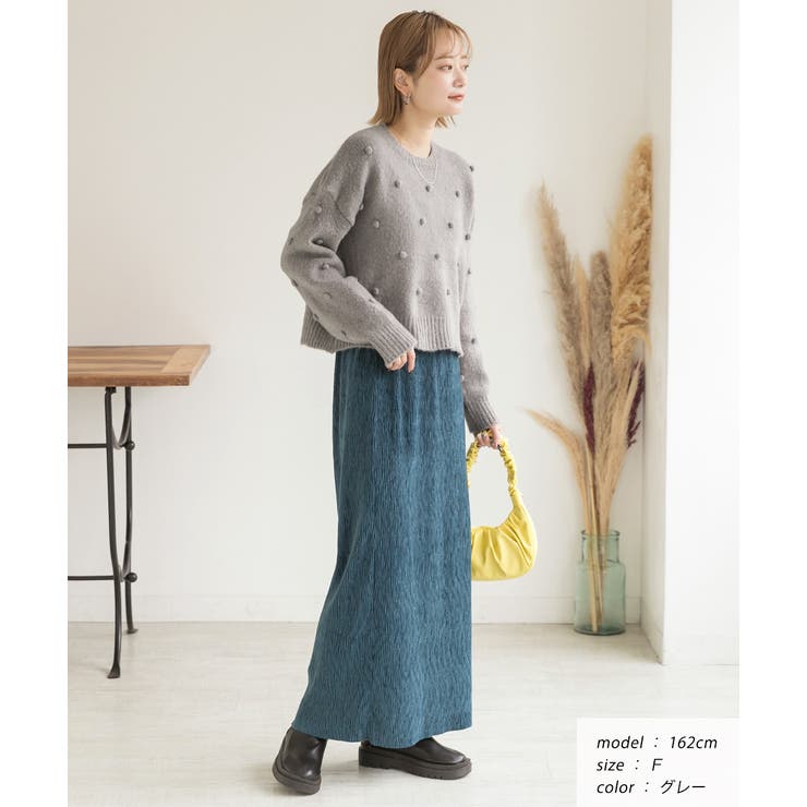 ドット柄・クルーネック ショート丈ニット | ad thie | 詳細画像10 