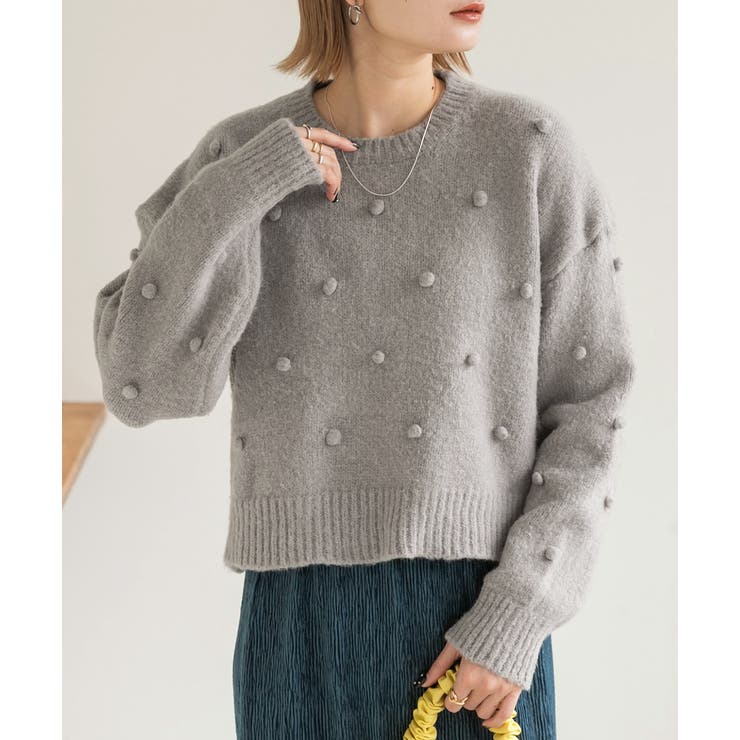 ドット柄・クルーネック ショート丈ニット | ad thie | 詳細画像12 