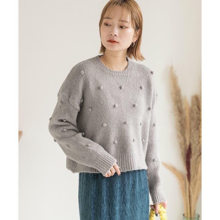 ドット柄・クルーネック ショート丈ニット | ad thie | 詳細画像13 