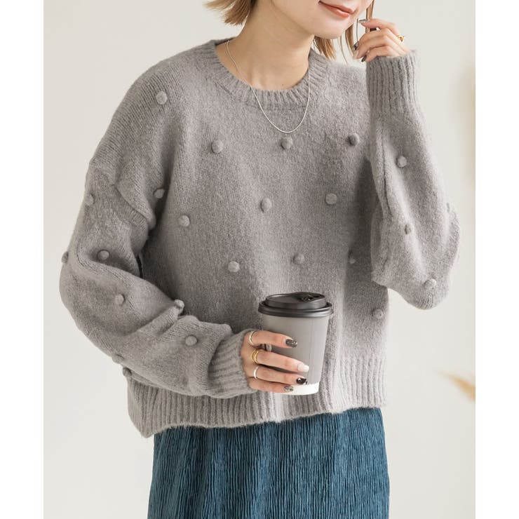 ドット柄・クルーネック ショート丈ニット | ad thie | 詳細画像16 