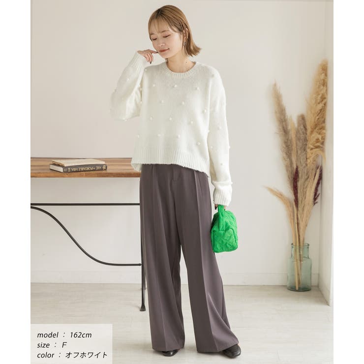 ドット柄・クルーネック ショート丈ニット | ad thie | 詳細画像17 