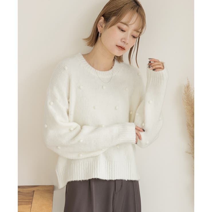 ドット柄・クルーネック ショート丈ニット | ad thie | 詳細画像19 