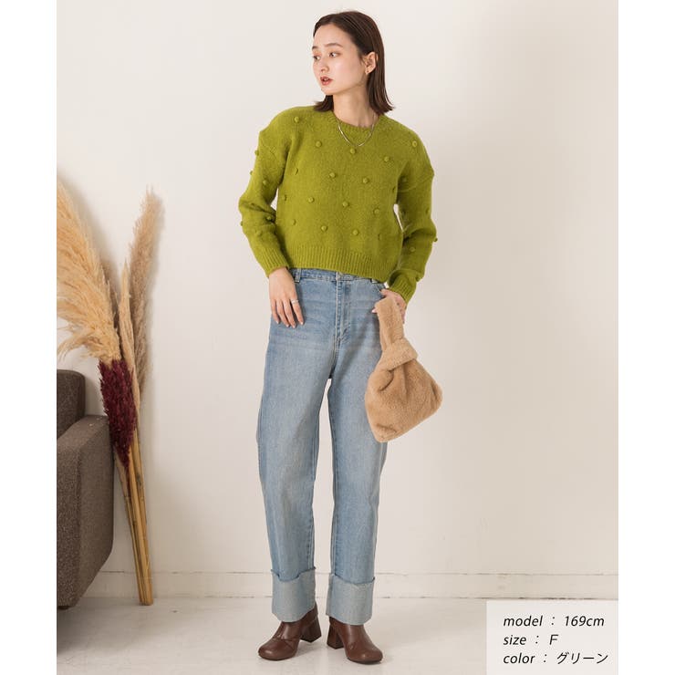 ドット柄・クルーネック ショート丈ニット | ad thie | 詳細画像2 