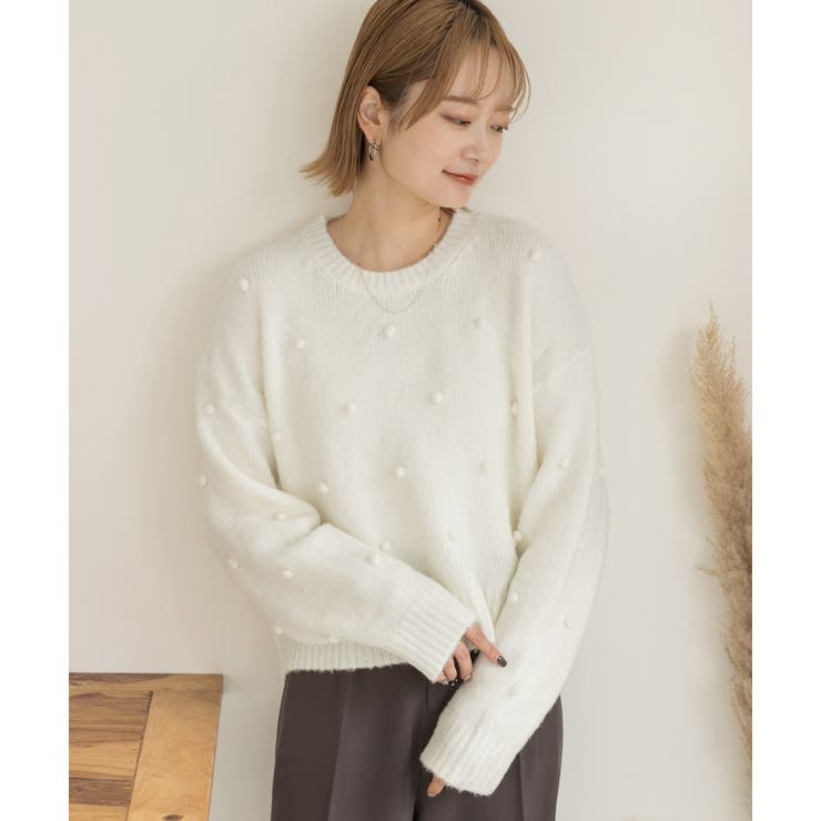 ドット柄・クルーネック ショート丈ニット | ad thie | 詳細画像21 