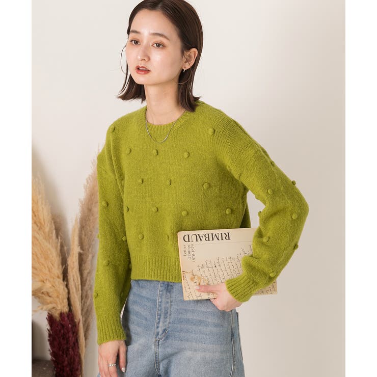 ドット柄・クルーネック ショート丈ニット | ad thie | 詳細画像3 