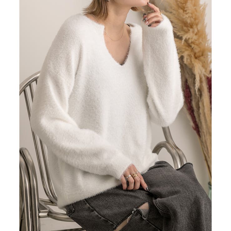 キーネック・ふんわり シャギーニット | ad thie | 詳細画像11 