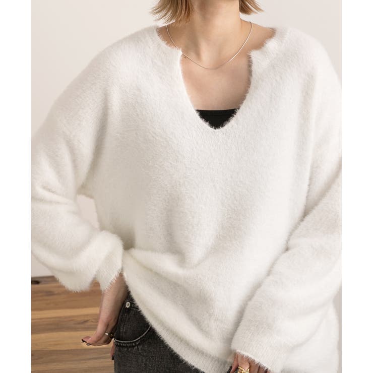 キーネック・ふんわり シャギーニット | ad thie | 詳細画像12 