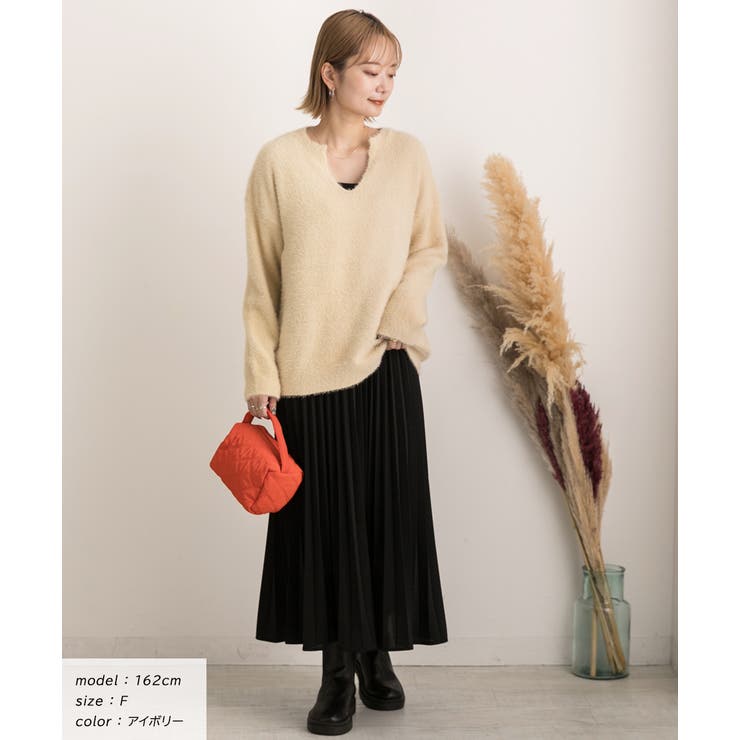 キーネック・ふんわり シャギーニット | ad thie | 詳細画像13 