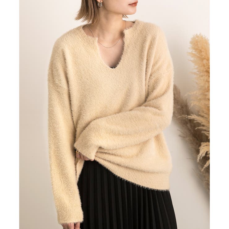 キーネック・ふんわり シャギーニット | ad thie | 詳細画像17 