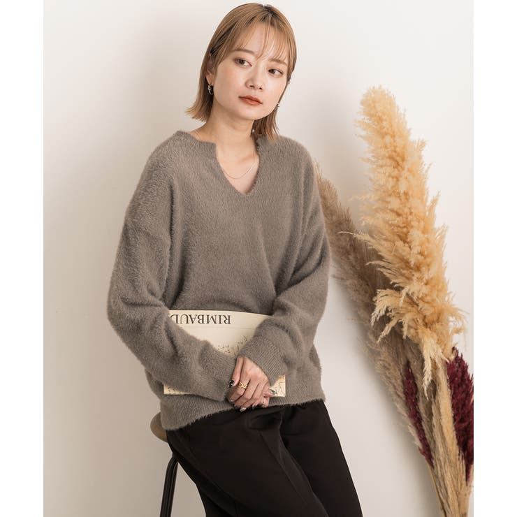 キーネック・ふんわり シャギーニット | ad thie | 詳細画像5 