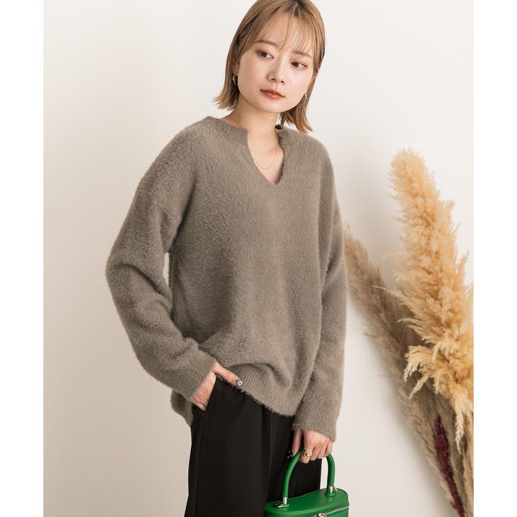 キーネック・ふんわり シャギーニット | ad thie | 詳細画像7 