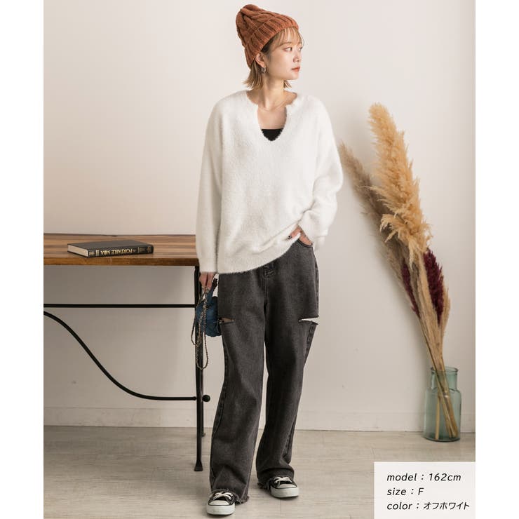 キーネック・ふんわり シャギーニット | ad thie | 詳細画像8 