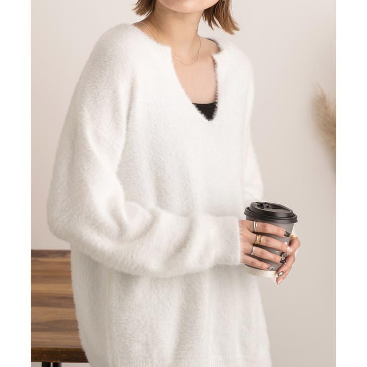 キーネック・ふんわり シャギーニット | ad thie | 詳細画像9 