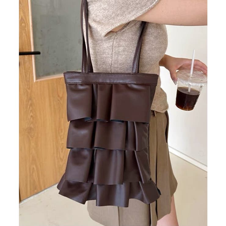 エコレザー フリルトートバッグ | ad thie | 詳細画像12 