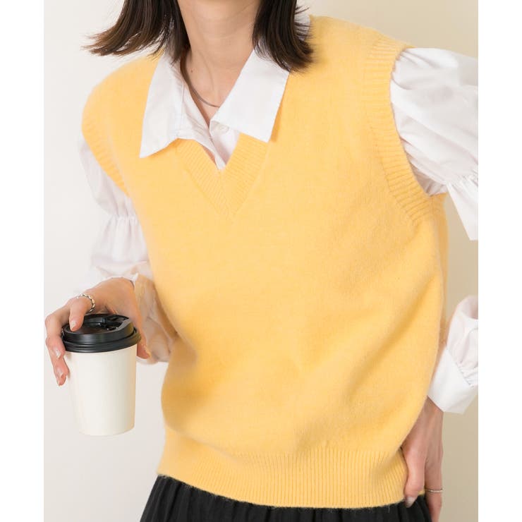 ふんわりやわらかVネックニットベスト  | ad thie | 詳細画像10 