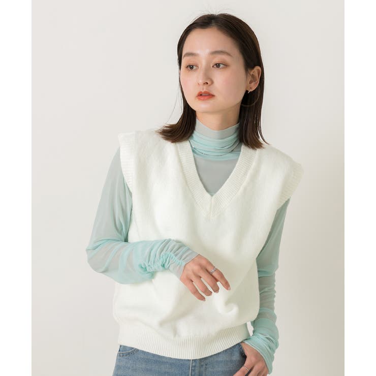 ふんわりやわらかVネックニットベスト  | ad thie | 詳細画像13 
