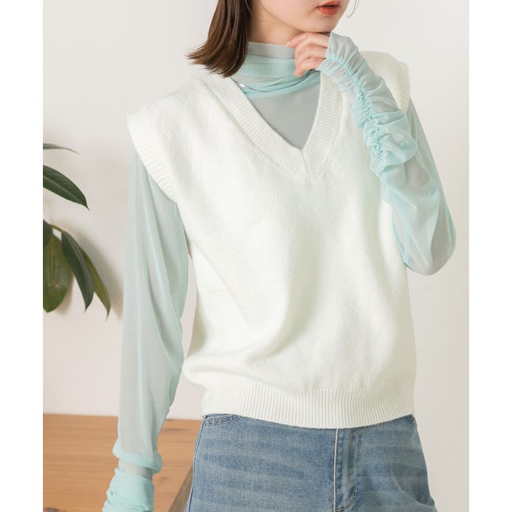 ふんわりやわらかVネックニットベスト  | ad thie | 詳細画像14 