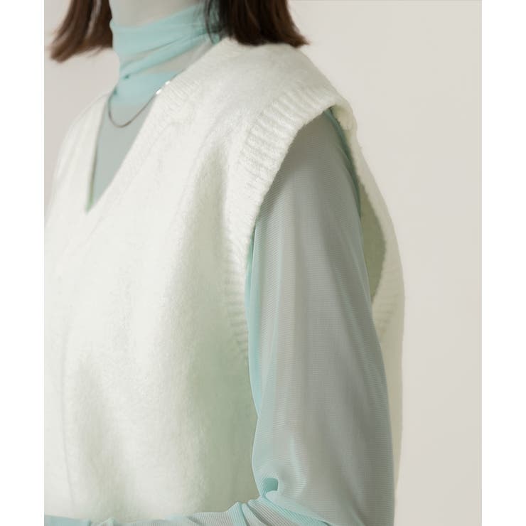 ふんわりやわらかVネックニットベスト  | ad thie | 詳細画像17 