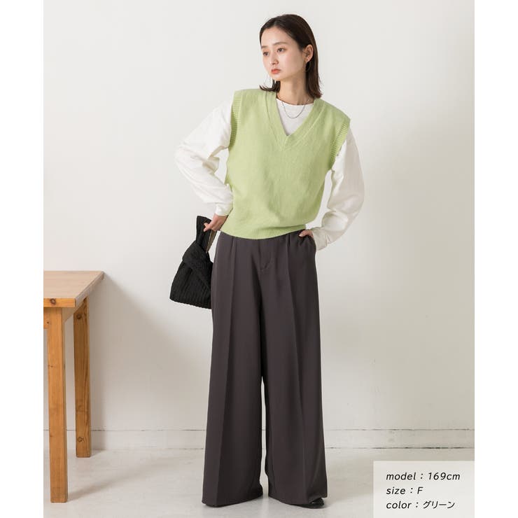 ふんわりやわらかVネックニットベスト  | ad thie | 詳細画像2 