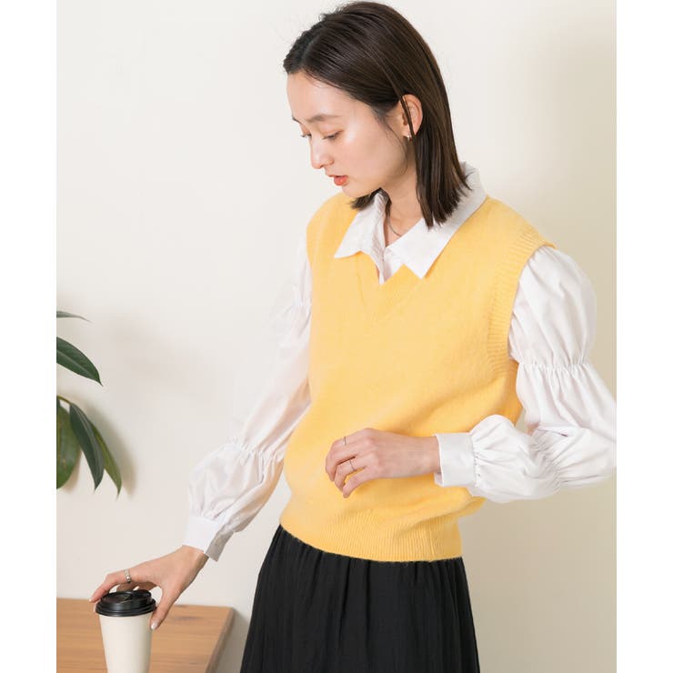 ふんわりやわらかVネックニットベスト  | ad thie | 詳細画像9 