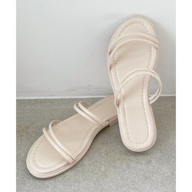 アイボリー | ストラップデザイン フラットサンダル | ad thie