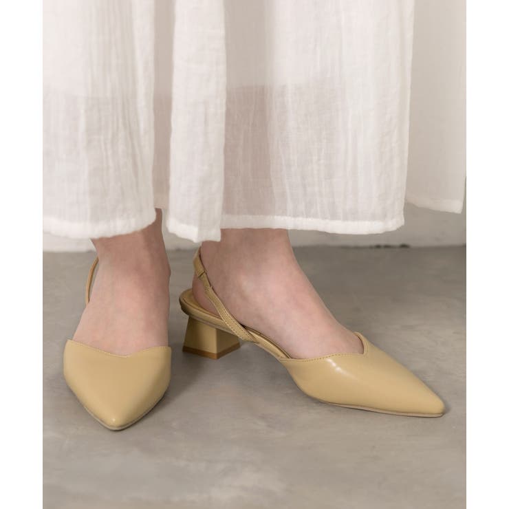 &g’aime バックストラップ　ポインテッド　パンプス ポインテッド バックストラップパンプス[品番：ADEW0004350]｜ad