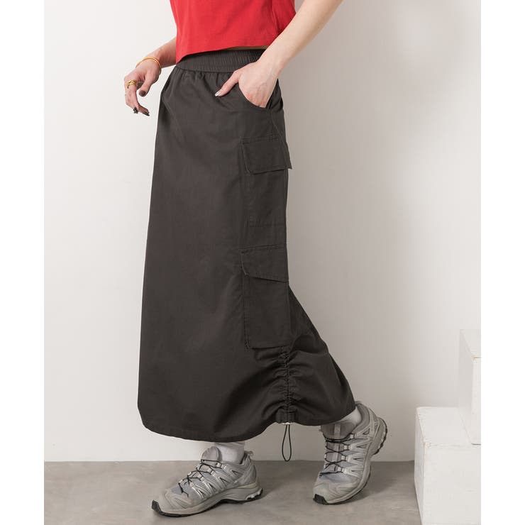 チャコール | サイドドロスト カーゴスカート | ad thie