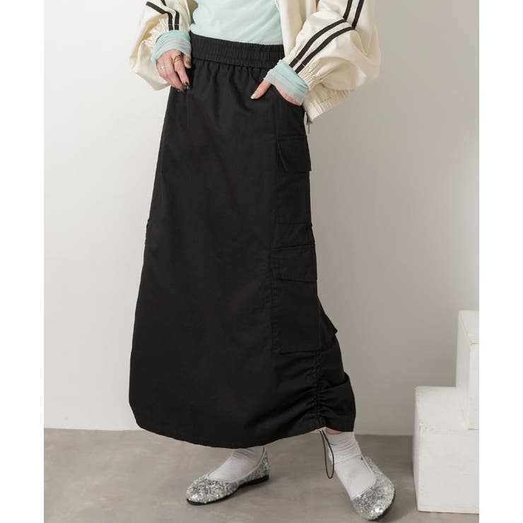 ブラック | サイドドロスト カーゴスカート | ad thie