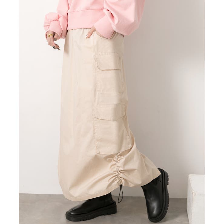 ナチュラル | サイドドロスト カーゴスカート | ad thie