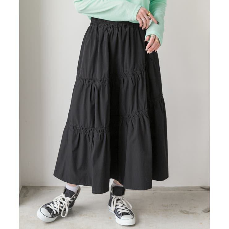 ギャザーデザイン フレアロングスカート | ad thie | 詳細画像11 