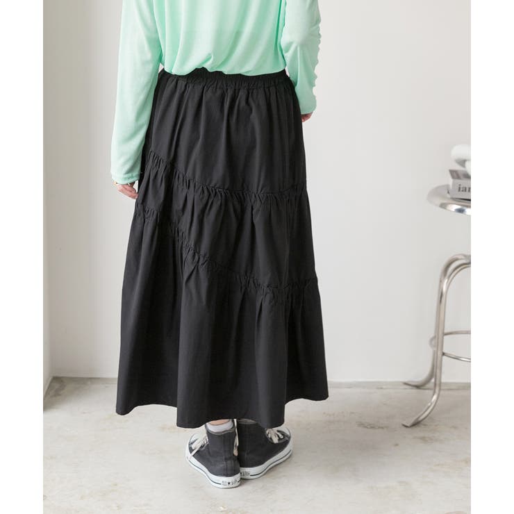ギャザーデザイン フレアロングスカート | ad thie | 詳細画像13 