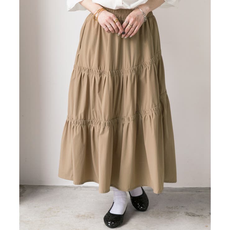 ギャザーデザイン フレアロングスカート | ad thie | 詳細画像7 