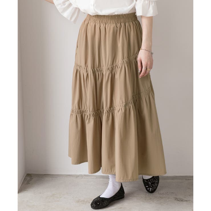 ギャザーデザイン フレアロングスカート | ad thie | 詳細画像8 