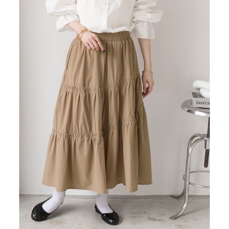 ギャザーデザイン フレアロングスカート | ad thie | 詳細画像9 